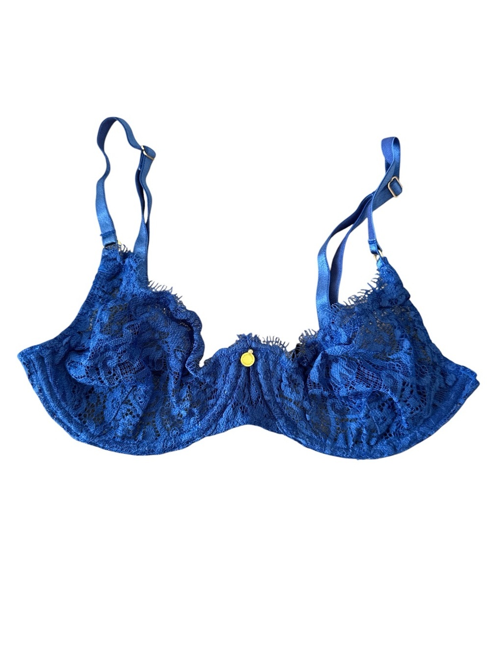 Gooseberry Intimates Dainty Royal Blue Lace Demi Underwire Bra Small NWT